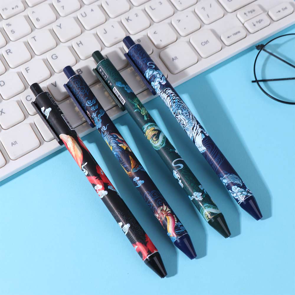 4pcs/set Four Beasts Ancient Style Gel Pen Quick-drying Signature Pen Test Pen Neutral Pen Writing