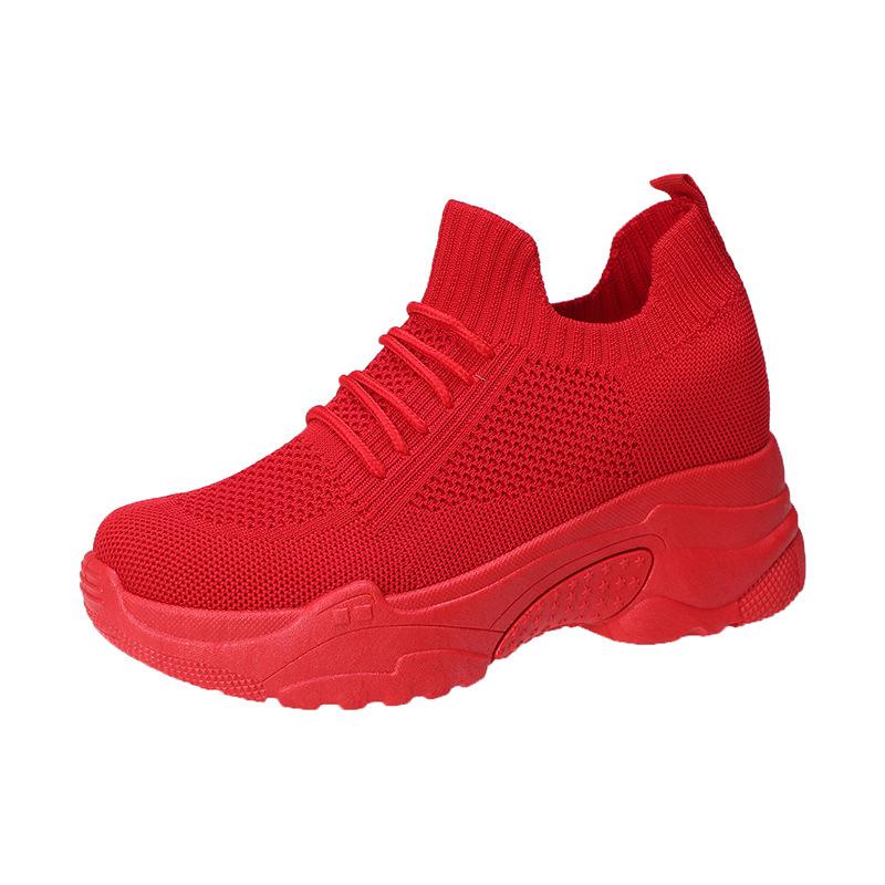 Inner Heightening Women's Shoes New Flying Woven Single Shoes Trendy High-top Shoes Women's Trend Spring and Autumn Single Net Red Shoes Children Tren
