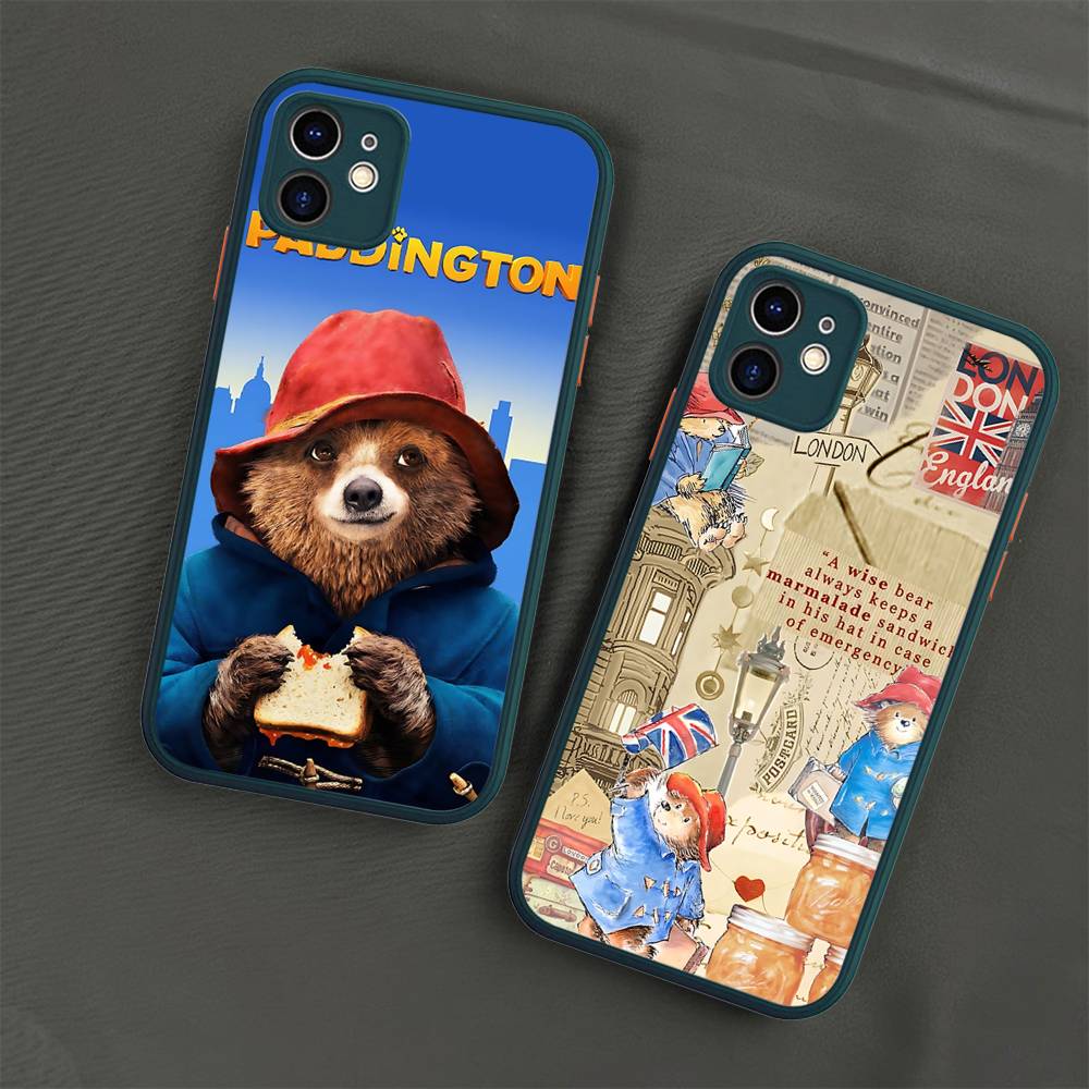 Cute P-Paddingtons Bear Matte Translucent Phone Case For Iphone 16 ProMax 15 14 13 12 11 X XS PRO Plus