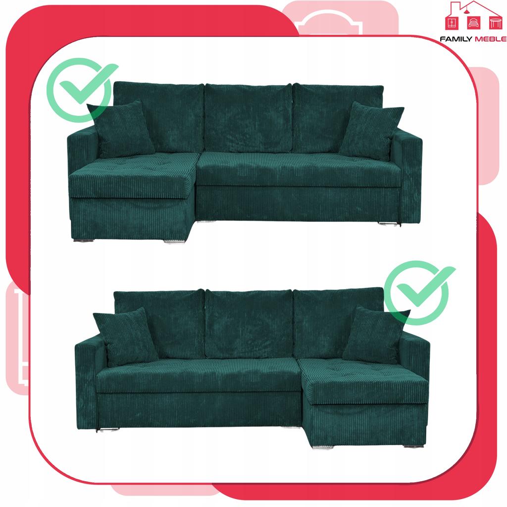 Ecksofa Bonito ausklappbar mit Schlaffunktion Family Meble Cord dunkelgrau