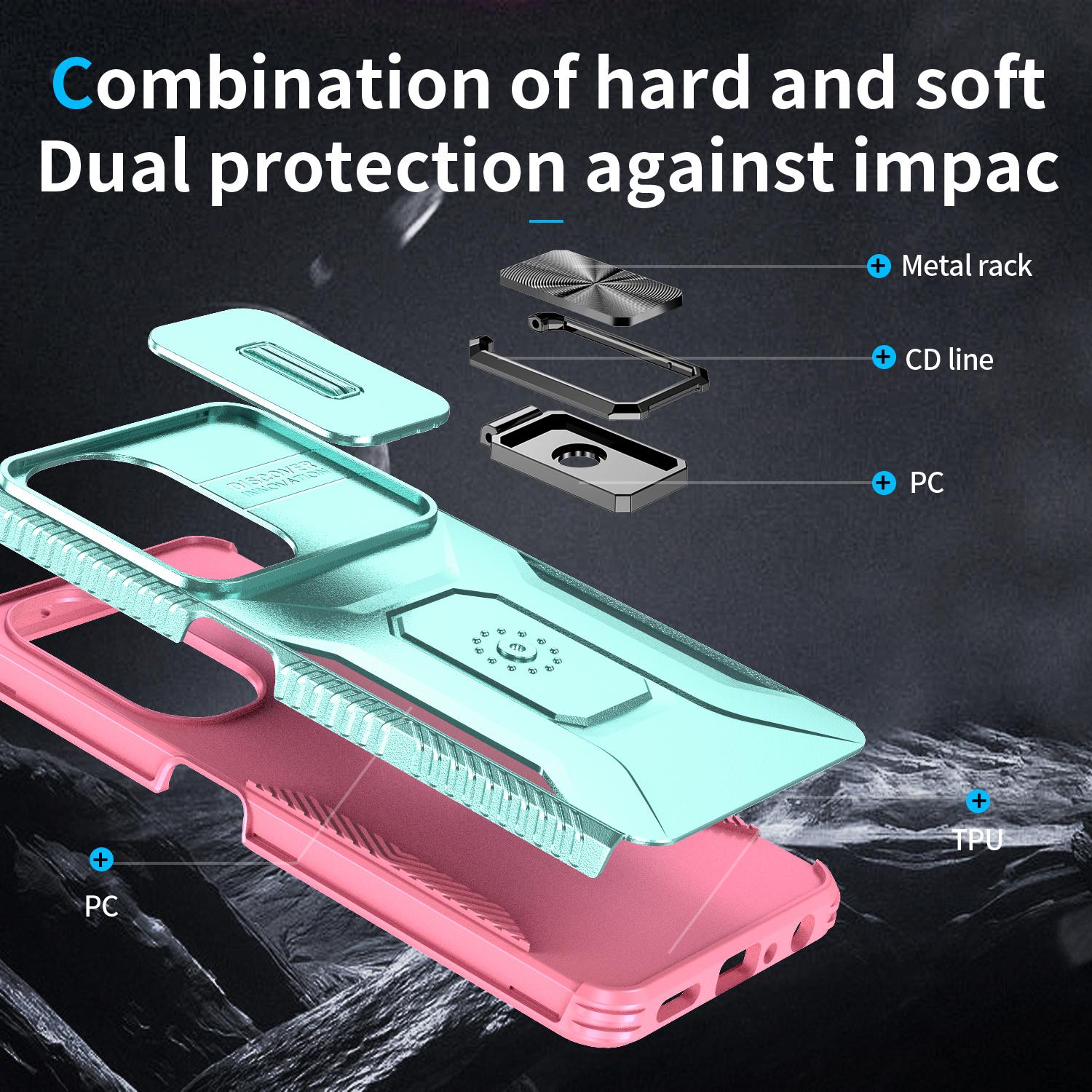 

For OnePlus Nord N30 5G/CE 3 Lite 5G/OPPO A9 (2020) Case TPU+PC Phone Cover with Kickstand/Lens Guard Blue