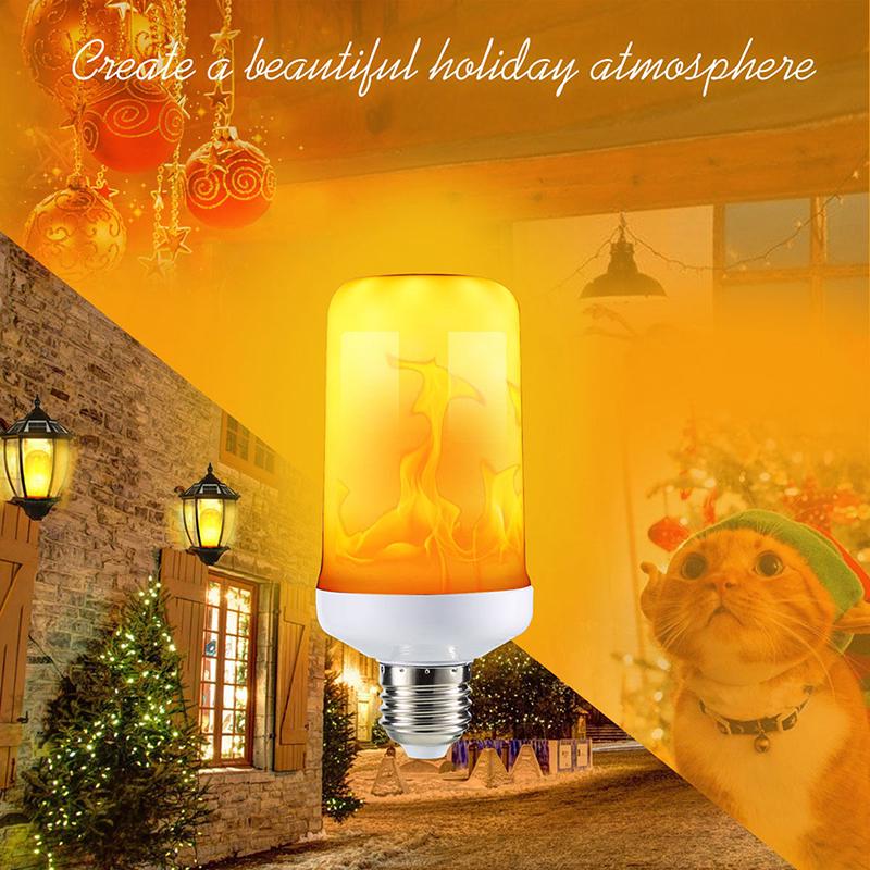 4 Modes LED Flame Effect Simulated Nature Fire Light Bulb E27 5W Decoration Lamp