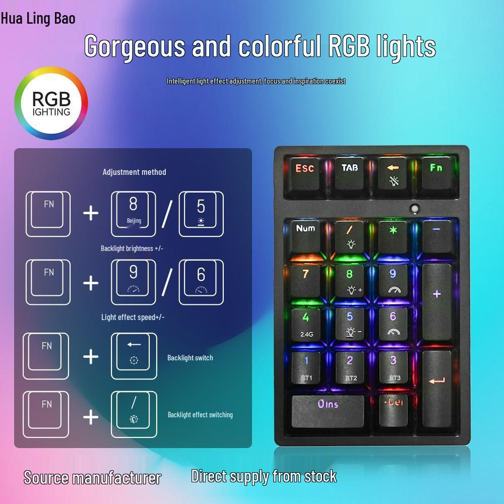 K18 Bluetooth Mechanical Keyboard: Three-Mode USB Mini External Digital Keypad for Finance and Accounting