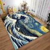 Artistic Rug with Waves and Starry Sky Design Suitable for use as an anti-slip game mat for living room and bedroom sofas