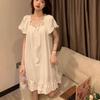Short Sleeve Women's Pajama Dress Loose Princess Nightgown Casual Ruffle Nightdress  Home