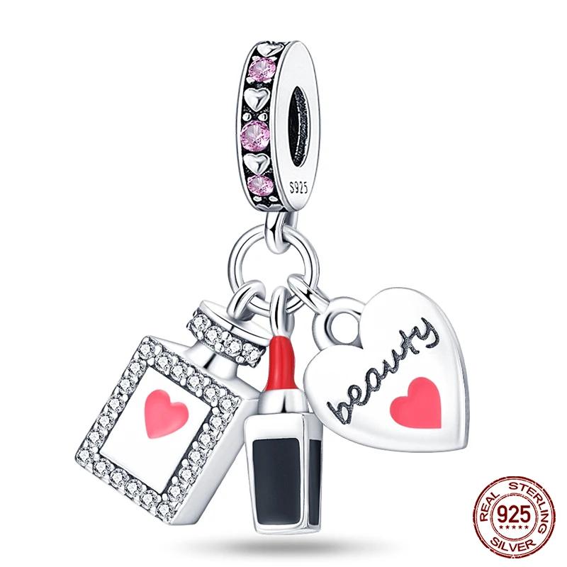 Copper Red Color Collection Heart Shape Charm Bead Charms Bead Charms Suitcase Pendant Compatible With Authentic Bracelets Lucky Jewellery Gifts