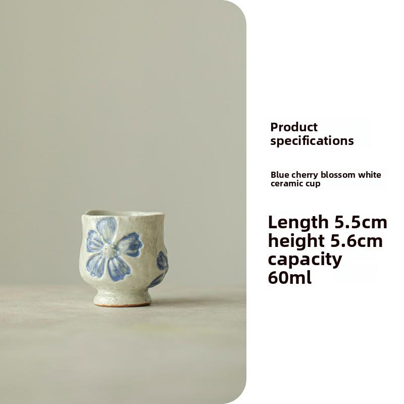 Hand Painted Teacup Japanese Coarse Pottery Underglaze Color Master Cup Ceramic Gongfu Tea Set Home Use Zen Style Gift  200ml