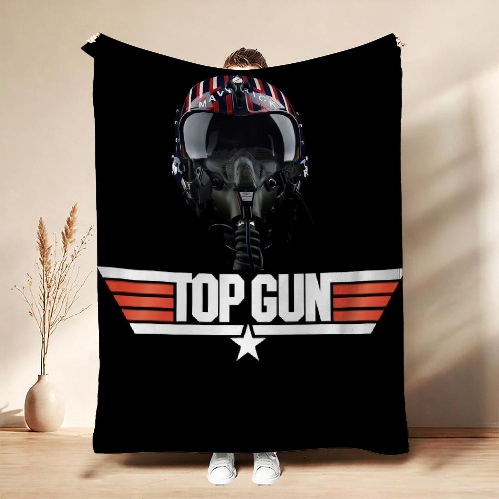 Top Gun Fighter Pilot Helmet Pattern Theme Flannel Blanket Cozy Warm Fleece Blanket For Living Room Air Conditioner Room Party Decor Great Holiday Gif
