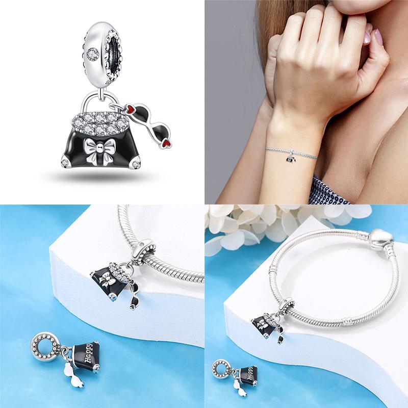 100% Copper Lipstick High Heels Bag Charms Fit Original Bracelet Jewelry Making For Women Gift