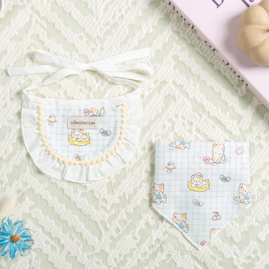 Pet Cute Dog Cotton Printed Small Bib Pet Saliva Towel Teddy Pomeranian Scarf Cat Jewelry Dog Supplies
