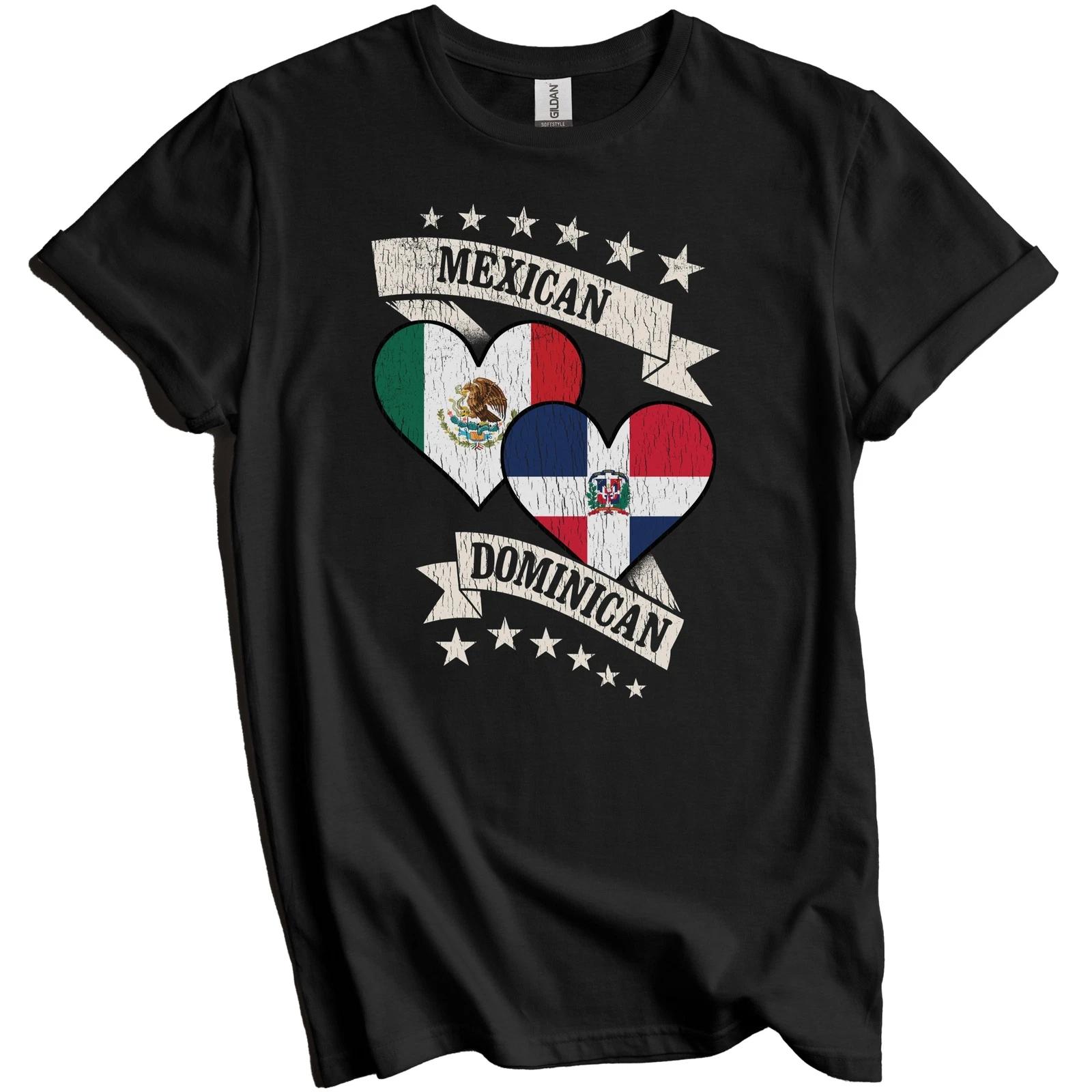Mexican Dominican Heart Flags Mexico Dominican Republic T-Shirt L