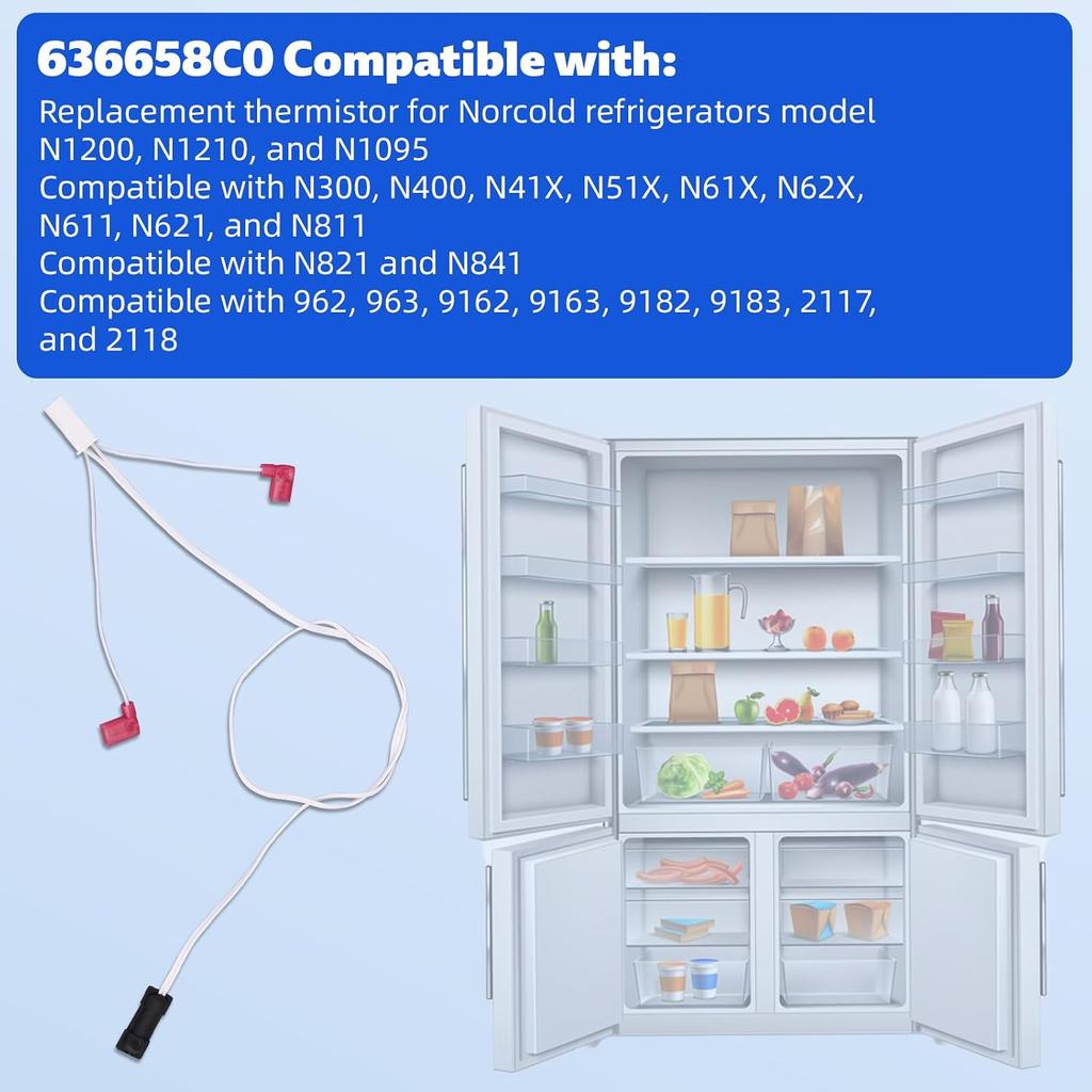 636658 Thermistor Assembly for Norcold, Replacement for RV Refrigerator Parts Compatible with Models N300 N400 N41X N51X N61X N62X 1200 1210 N1095