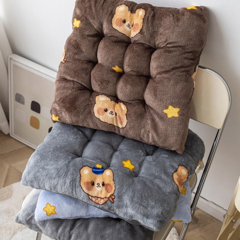 1PC Plush Thickened Chair Pad 40x40cm Square Non-slip Seat Cushion for Home&Office Butt Pad Back Cushion