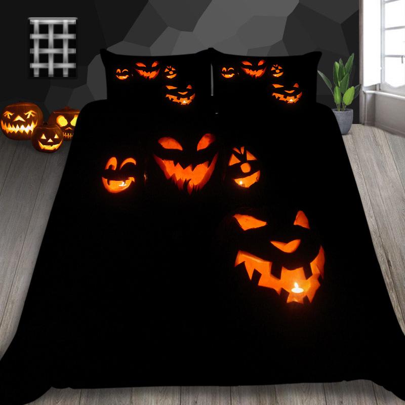 Halloween Decorative Quilt Cover Pillowcase Two Or Three-Piece Set Polyester 3D Digital Printing