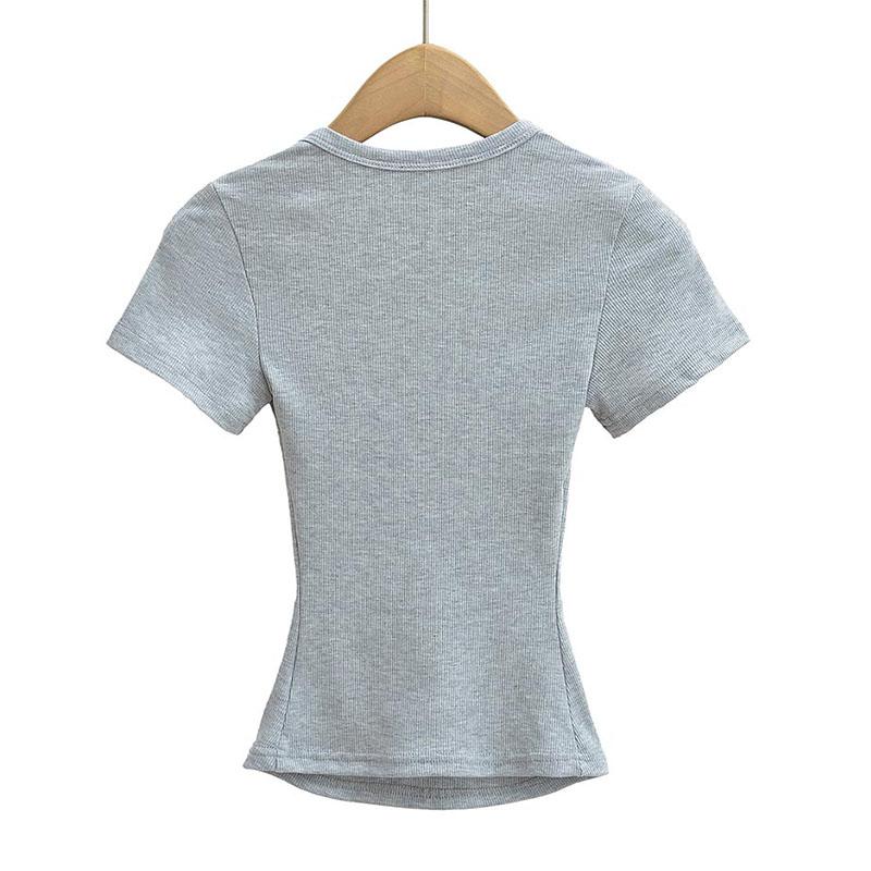 Square Collar High Stretch Summer Crop Tops Women Short Sleeve Tops Sexy Pullover Bottoming Blouses Slim T-shirt