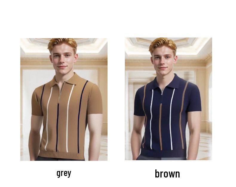 Men's Slim Fit Short-Sleeve Polo Shirt - Middle-Aged Spring/Summer Business Casual Fashion