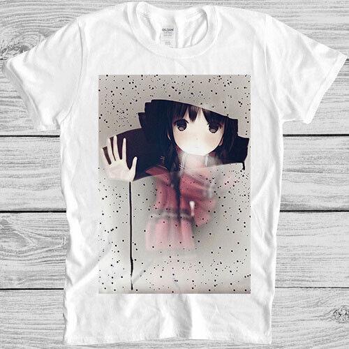 

Anime Girl Manga T Shirt Raining Windows Gift Cool Gift Tee M355 XL