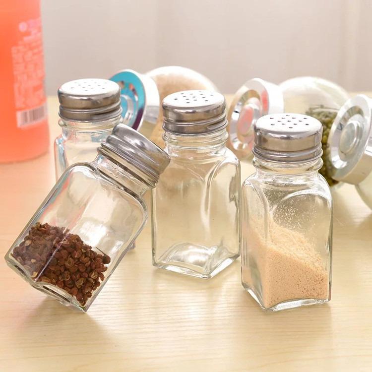 Glass Salt & Pepper Shaker with Lid - Kitchenware Seasoning Bottle for BBQ & Condiments