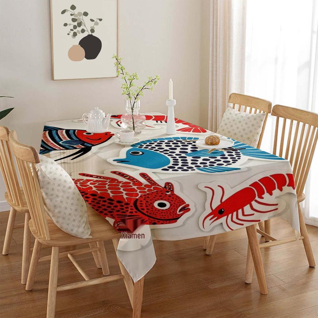 Ocean Series Polyester Tablecloth: European Style Dining & Festival Decor for Home and Hotel.