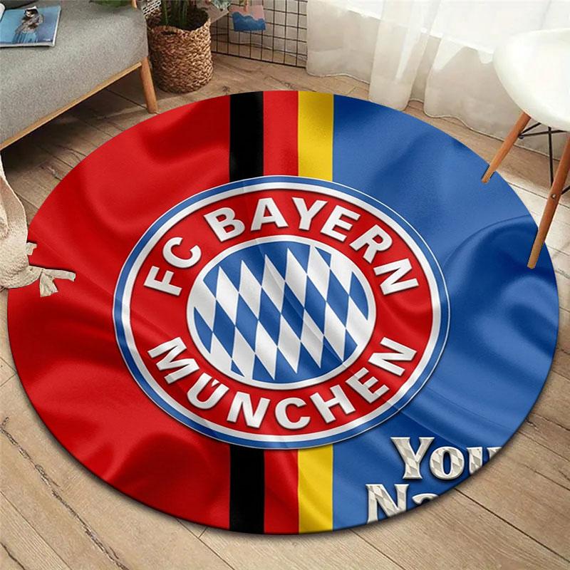 FC Bayern Munchen Custom Name Round Area Rug,Carpet Rug for Living Room Bedroom Sofa Playroom Decor,Non-slip Floor Mat
