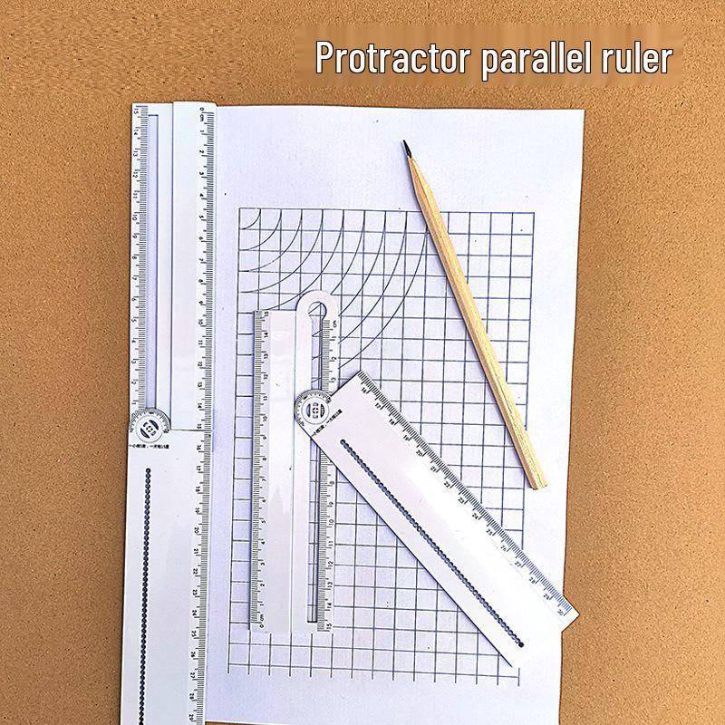 

Multi-Functional Folding Ruler: Replaces straight ruler, protractor, compass; draws circles, arcs, parallel lines; measures line thickness.