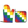 Wiphala Oven Mitts and Pot Holder Sets of 2 for Baking Kitchen Cooking BBQ Resistant Non-Slip Gloves