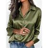 Satin Finish Langarm Hemden Oberteile Mode Damen Einreiher Revers Neue Blusen Freizeit Büro Dame Pendeln Französische Oberbekleidung