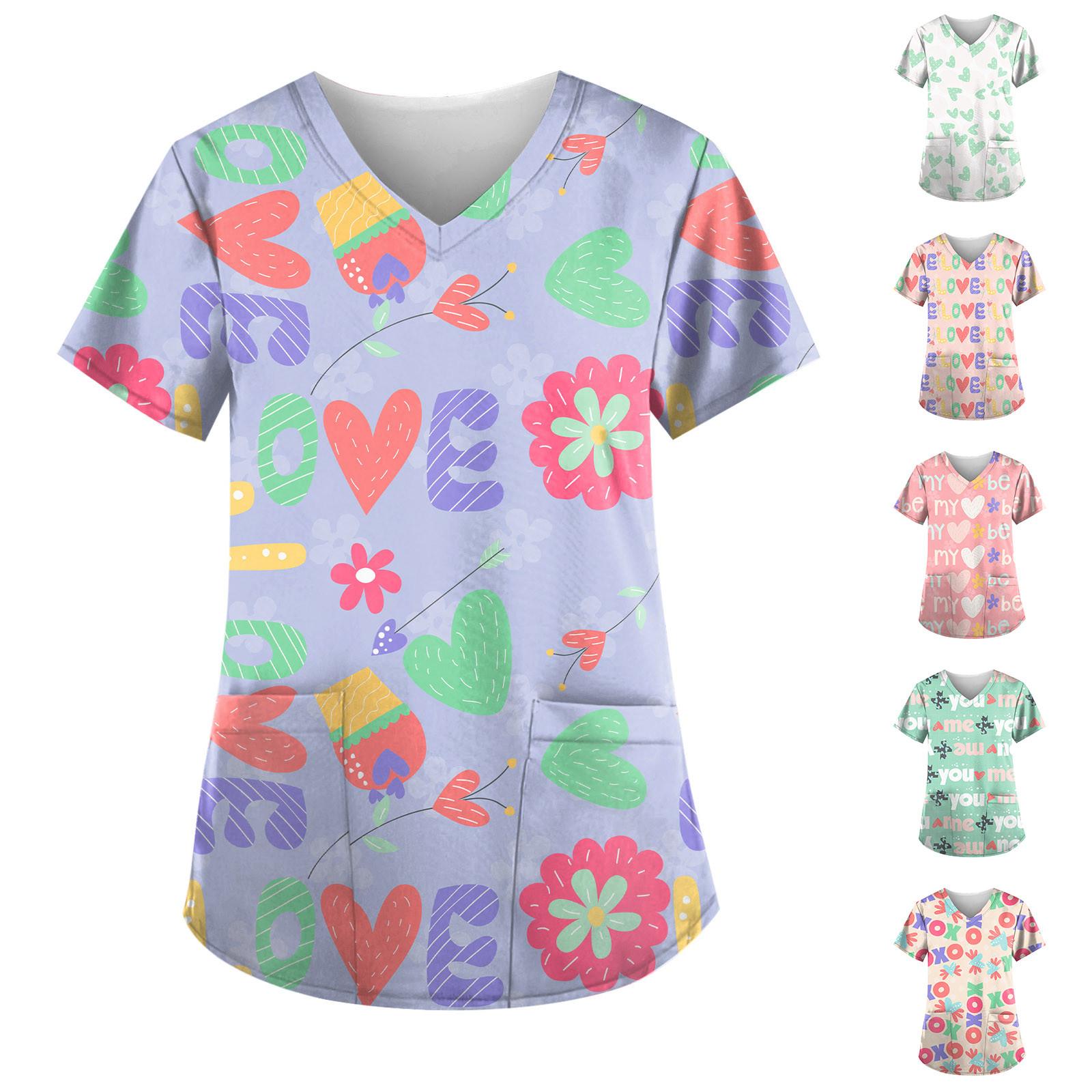 

Женские топы с v-образным вырезом и короткими рукавами с персонализированным принтом, рабочие футболки