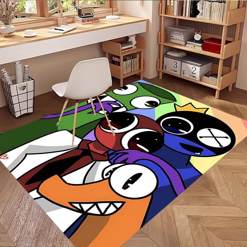 Game Rainbow Friends Print Rug, Washable Floor Carpet, For Entryway Dorm Laundry Room Office Study, Home Decor Birthday Christmas Gift