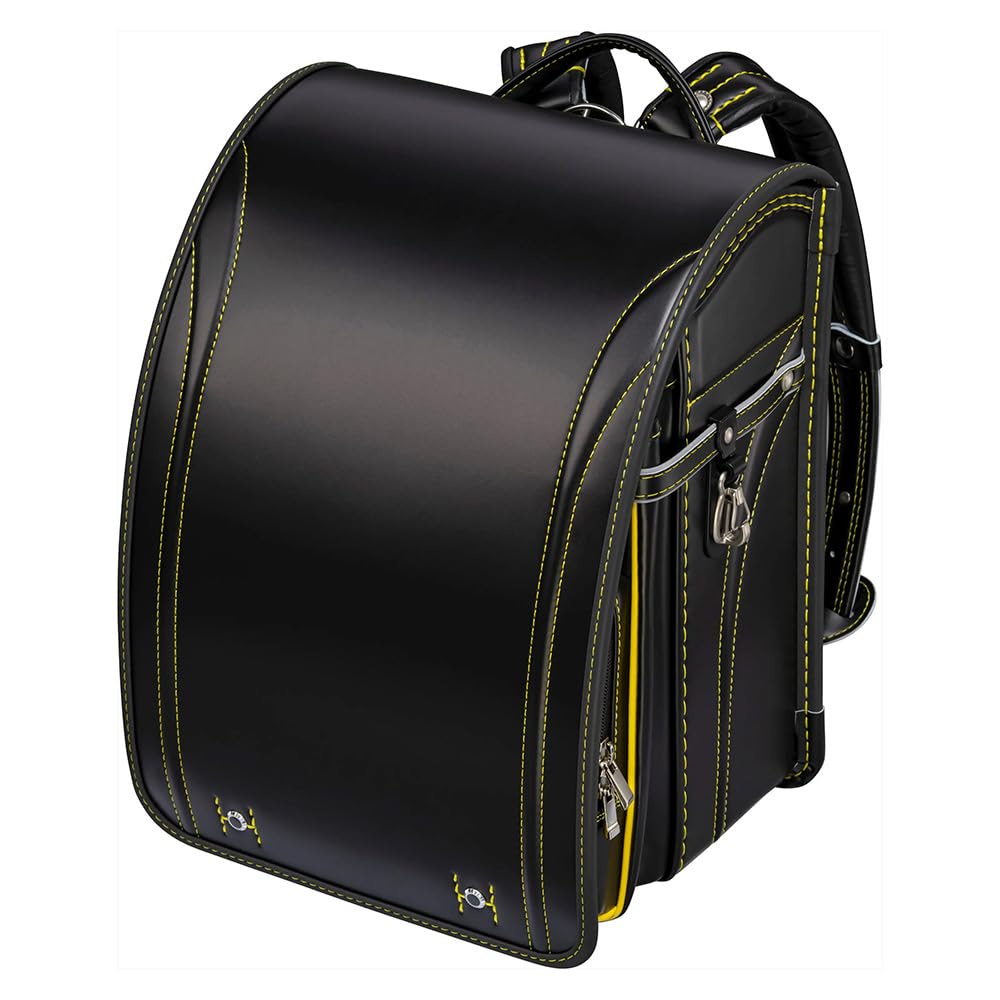 

School Official Good Boy DX Made in Japan warranty Boys Clarino A4 flat file and tablet compatible Large capacity storage Black x yellow stitching