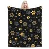 Dog Paw Print Flannel Fleece Throw Blanket for Bed Sofa Travel Camping Lightweight Soft Warm Cozy Plush Blankets for All Seasons