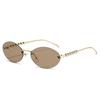 New Luxury Frameless Gradient Cat Eye Sunglasses Women Pearl Inlaid Temple UV400 Protection Elegant Trendy