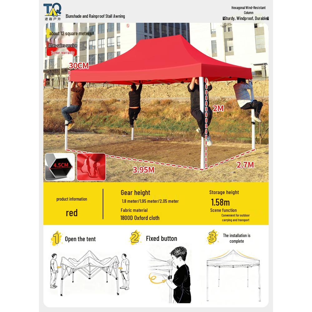 Retractable Four-Legged Canopy Tent: Sunshade & Rainproof Folding Umbrella for Outdoor Use.