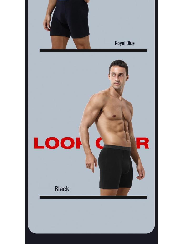 Men's Plus Velvet Thermal Anti-Friction Boxer Shorts - Extended Length, Autumn & Winter Collection for Middle-Aged & Elderly.