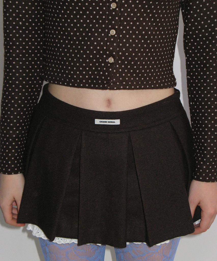 Crank Lace Layered Pleated Skirt_Brown