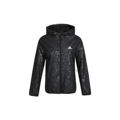 Veste à capuche zippée tissée unie avec logo pour femme Vêtements d'extérieur Noir GQ0616