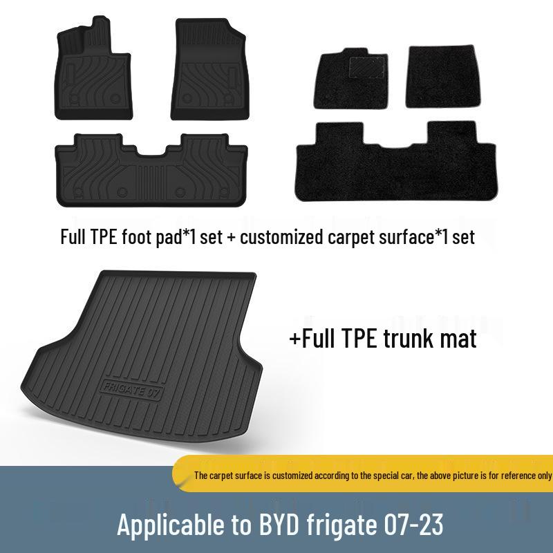 TPE Car Floor Mats for 2023 BYD Frigate 07 - Eco-Friendly, Waterproof Trunk and Backrest Mats