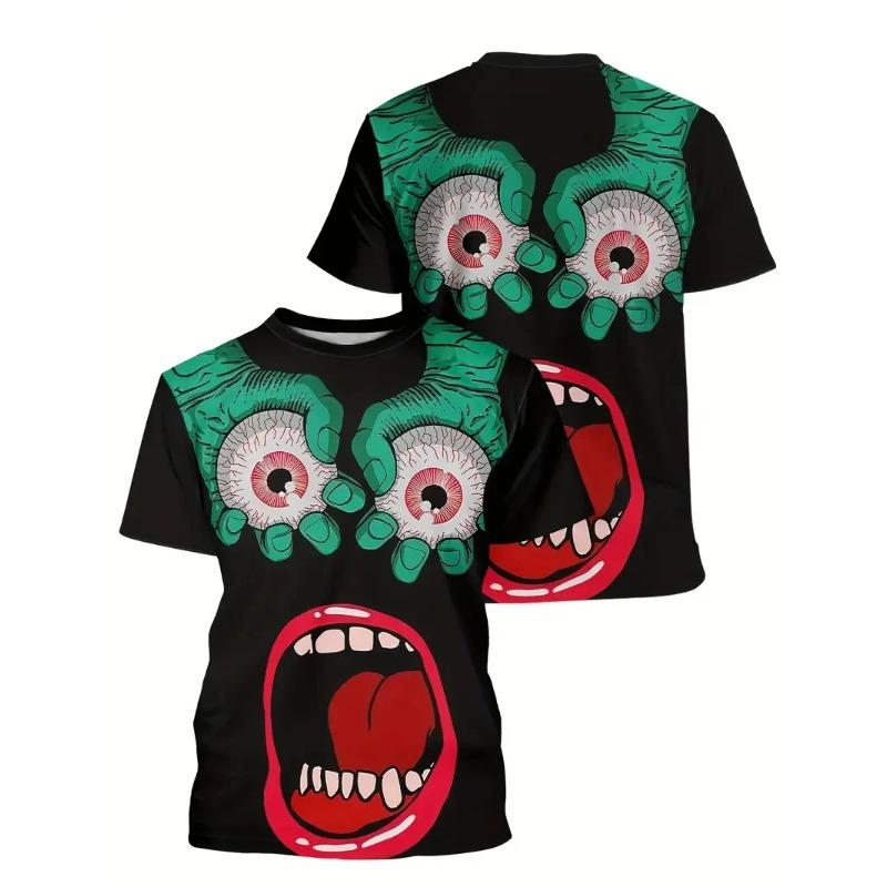 Summer Round Neck 3D Funny Animal Print Top Fashionable Casual Short Sleeved Men's T-shirts