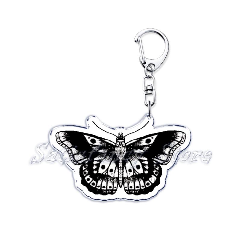 Beautiful Lavender Flower Monarch Butterfly Keychains Ring for Accessories Bag Butterflies Pendant Key Chain Jewelry Fans Gifts