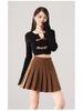 2025 Fall/Winter Fresh College Style High Waist Woolen Pleated Skirt
