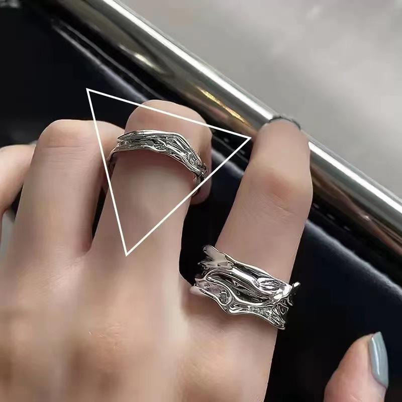 Punk Adjustable Open Ring for Women Men Geometric Irregular Personality Temperament Rock Metal Y2K Accessories Jewelry Gifts