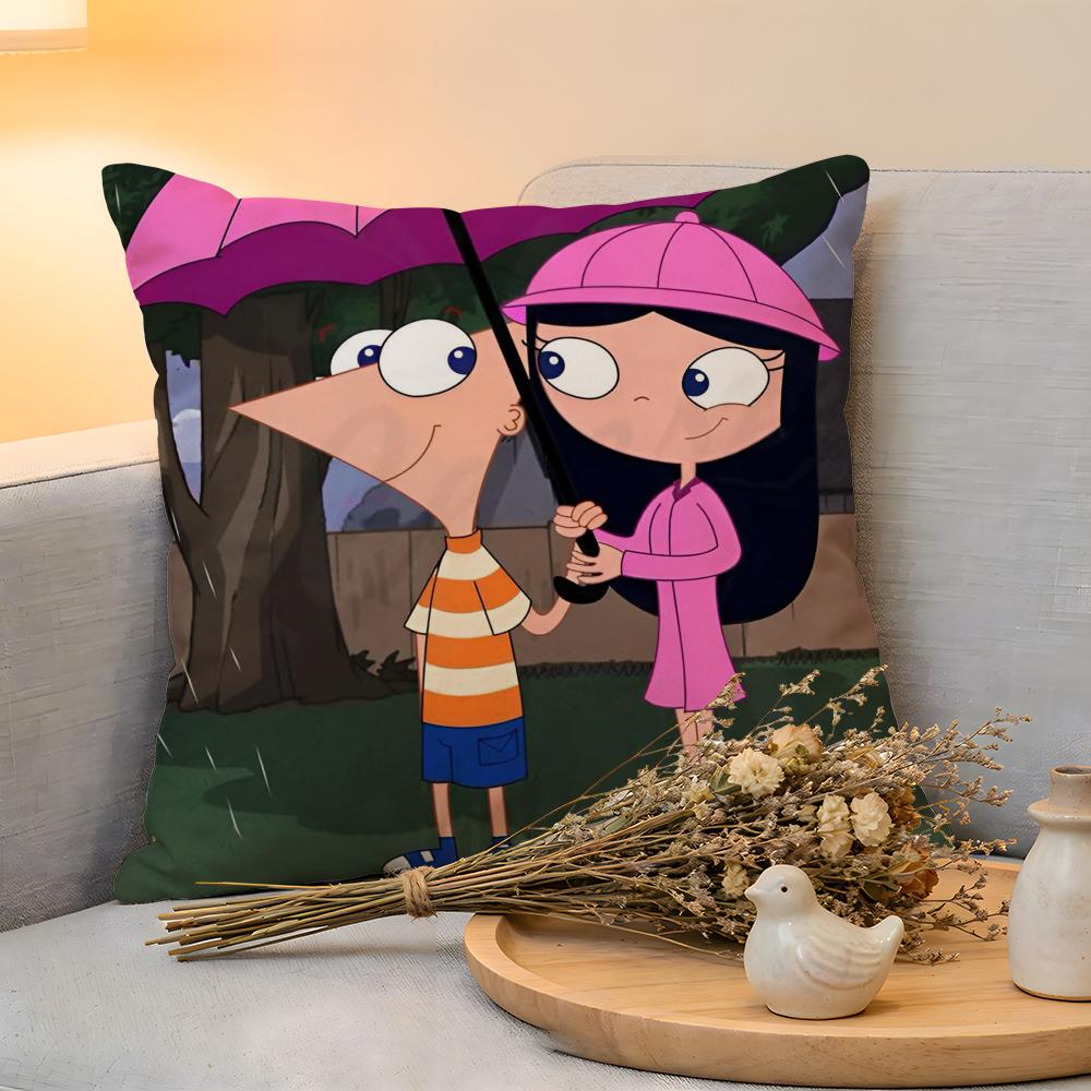 Cushion Cover Linen SkinFriendly Soft Decorative Case For Sofa Home Decor Phineas And Ferb Anime Pillow cover