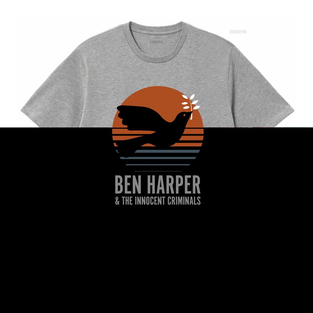 Koszulka Ben Harper the Innocent Criminals w stylu vintage z wzorem ptaka i słońca vintage Prana Lekko Stylowa moda męska