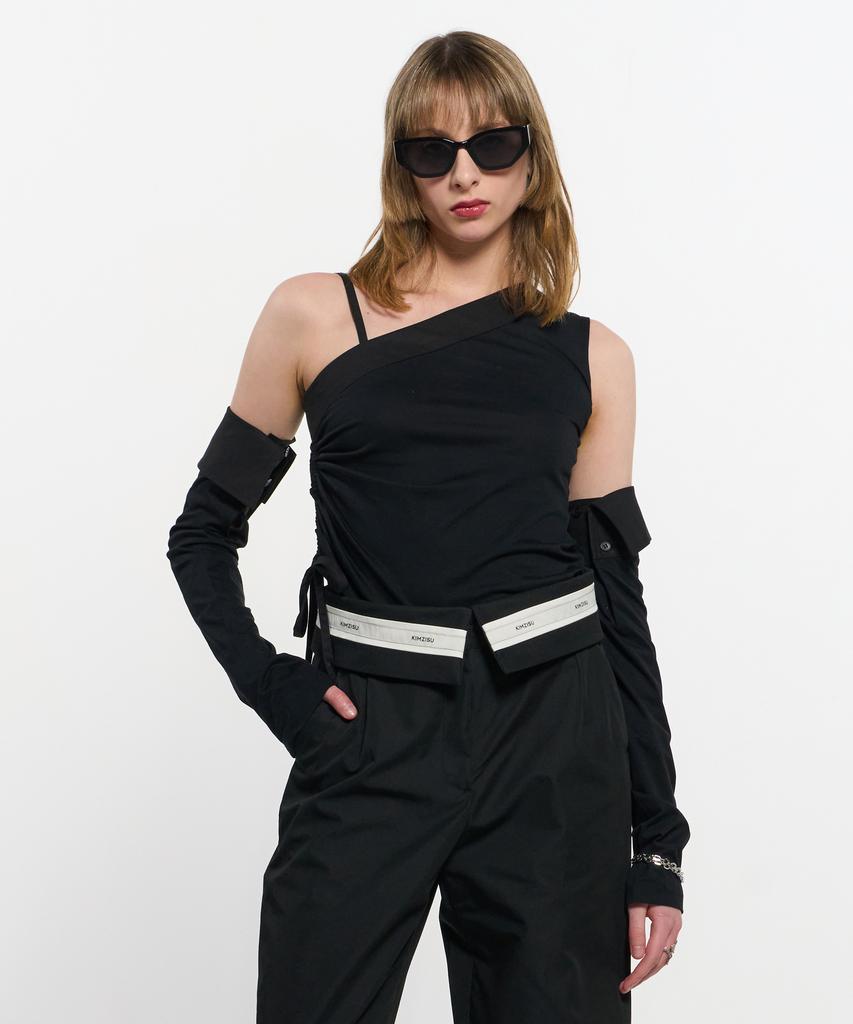 Kimjisu Detachable Sleeve One Shoulder Top _ Black