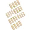 24Pcs Extra Long Coffin Press On Nails, Nude with Yellow French Tips & 3D Flower & Gold Butterfly Fake Nails