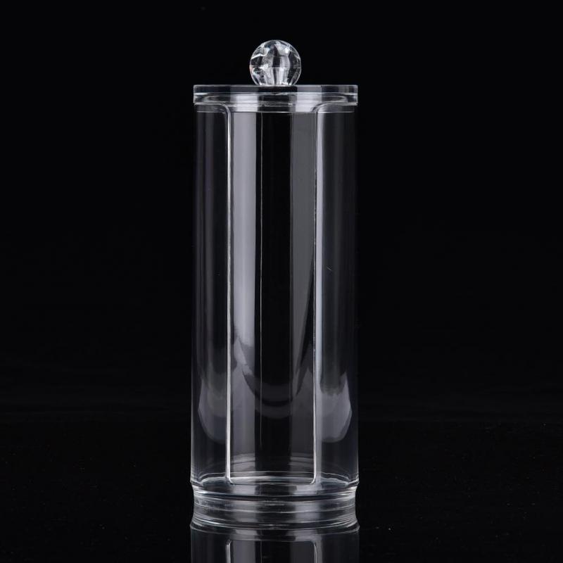 Cutie de depozitare rotundă transparentă din bumbac acrilic Organizator Puff Holder Container