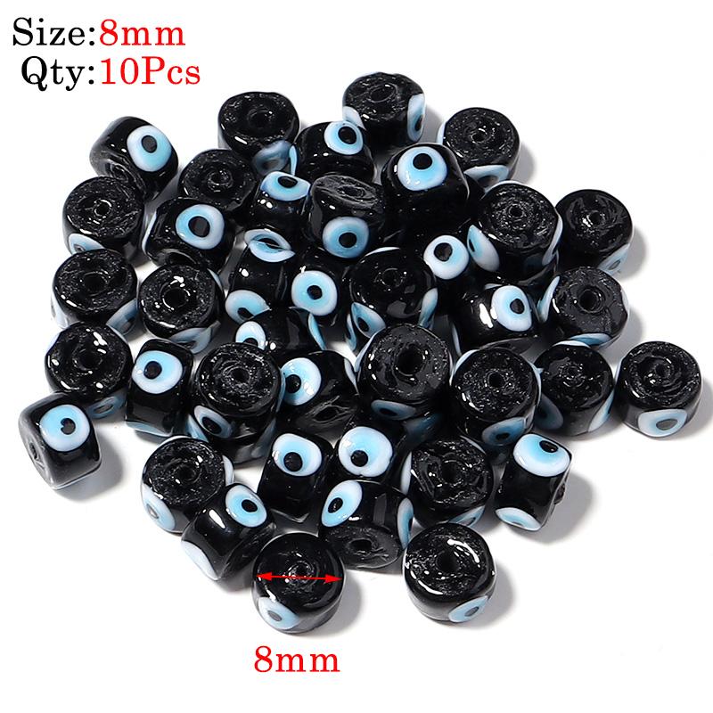 Round Lampwork Evil Eye Beads Liuli Flat Loose Fashion Jewelry For Bead Diy Handmade Bracelets Phone Charm Components