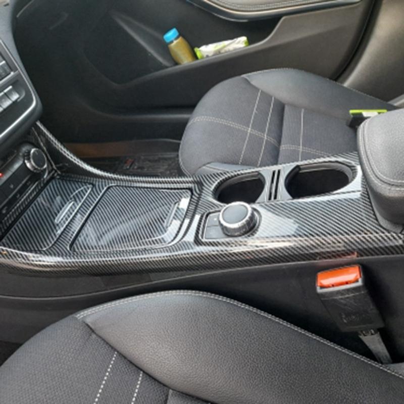 Car Center Console Water Cup Holder Panel Trim For Mercedes GLA CLA A Class W176 2013-2018 LHD ABS Carbon Fiber