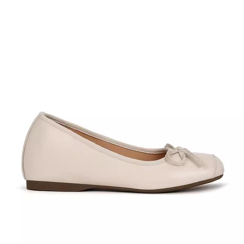 

Leather version~ Silver bow-tie ballet shoes for women s summer wear with half slippers and inner height-increasing light-mouth single shoes 40