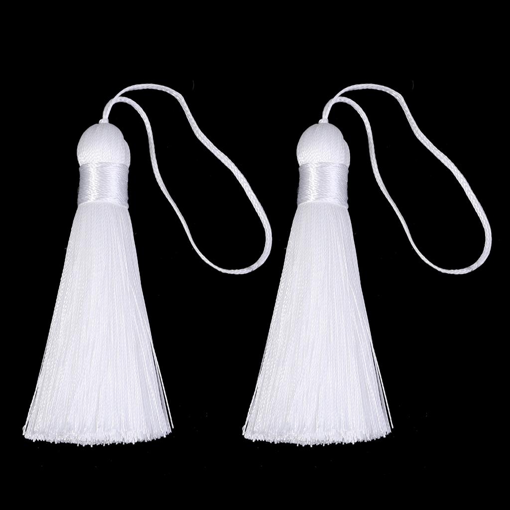 6pcs 82cm Long Silk Tassel Fringe Brush Handmade Soft Mini Tassels with Loops For DIY Craft Jewelry Making Souvenir Bookmark